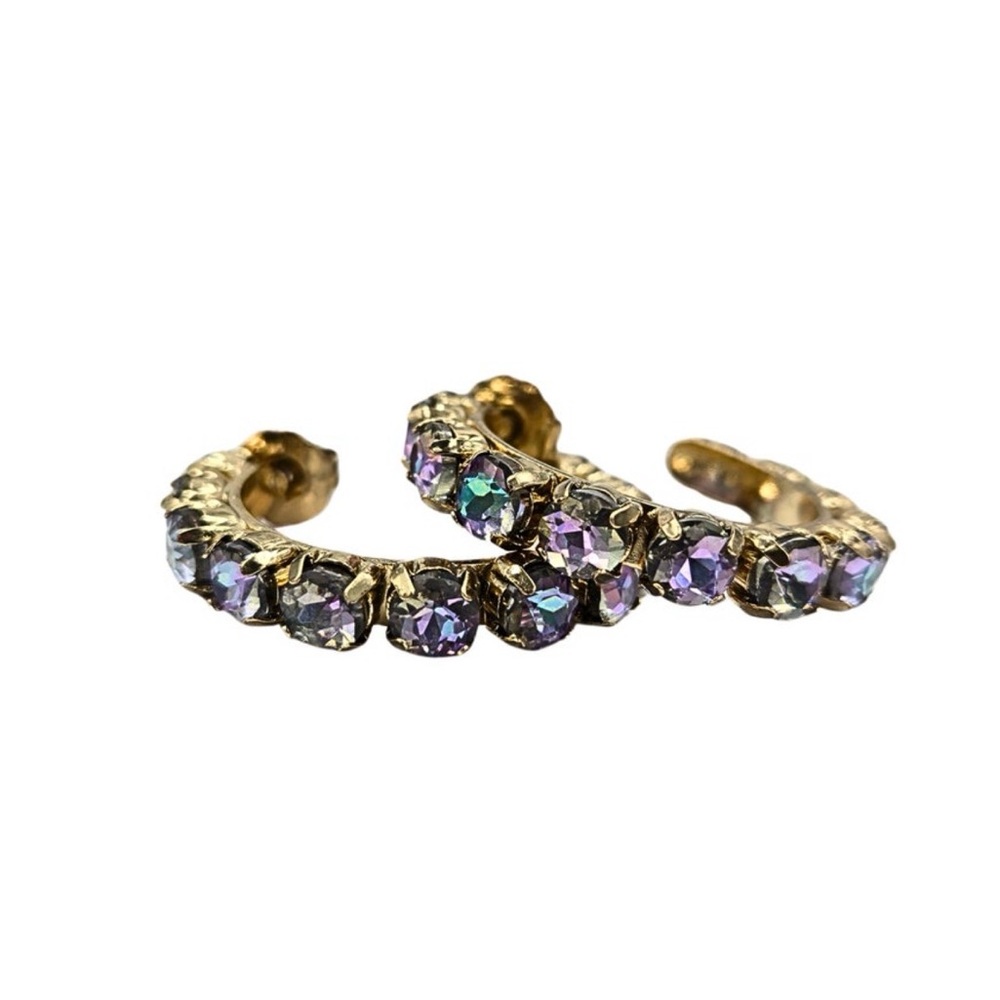 Sienna Gold-Tone Hoop Earrings with Purple Crystal Accents